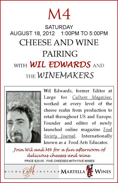 Cheese Pairing Event at Michaud Martella Wine Tasting Room, Saratoga, CA